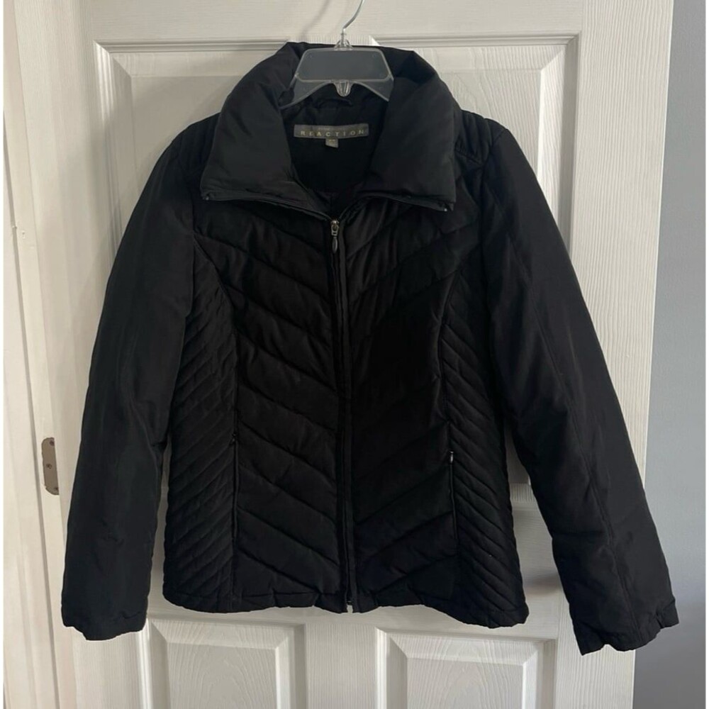 Kenneth Cole Reaction Down Feather Jacket Women's Size Medium Black